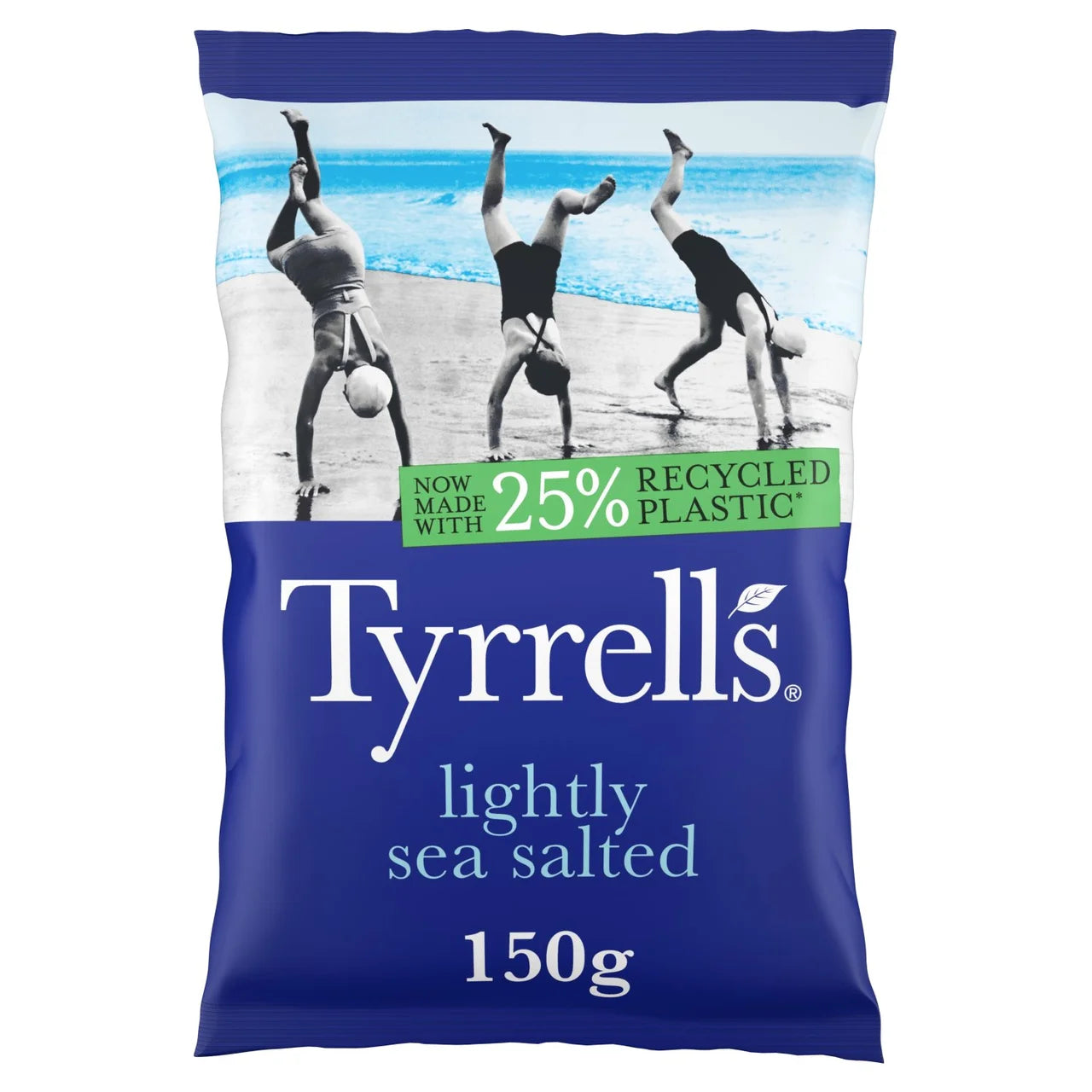 Tyrrells Lightly Sea Salted Crisps 150g front of pack — UK-sourced, shipped Worldwide