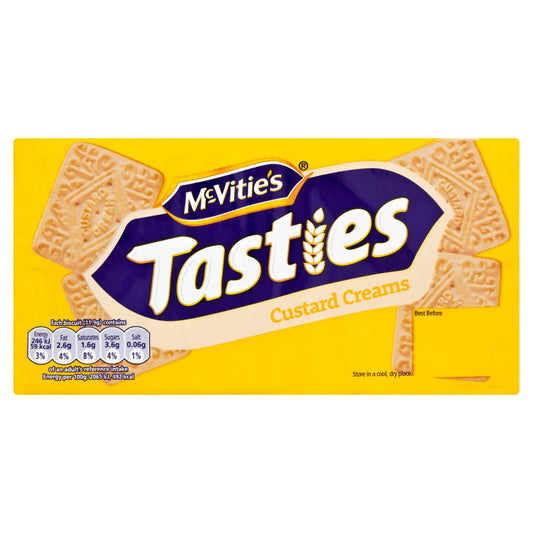 McVitie’s Custard Creams Biscuits front of pack — UK-sourced, shipped Worldwide