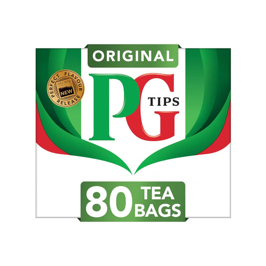 PG Tips Pyramid Black Tea (80 Bags) front of pack — UK-sourced, shipped Worldwide