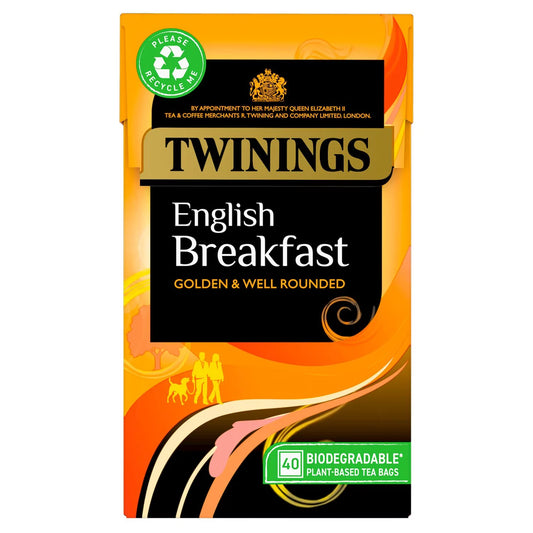 Twinings English Breakfast Tea (40 Bags) front of pack — UK-sourced, shipped Worldwide.