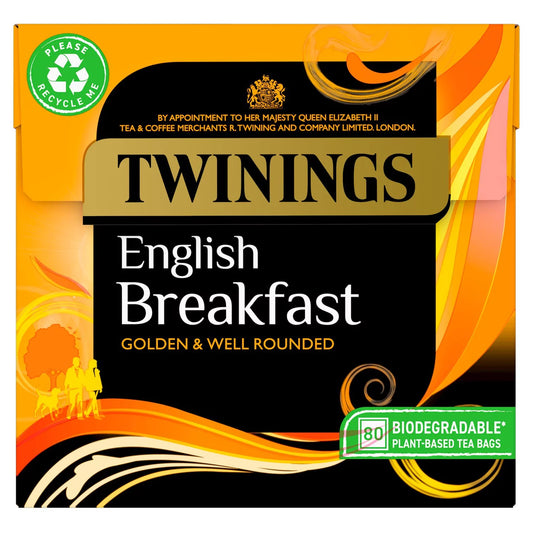 Twinings English Breakfast Tea (80 Bags) front of pack — UK-sourced, shipped Worldwide