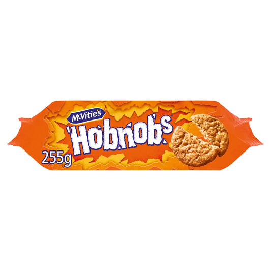 McVitie’s Hobnobs Oaty Biscuits front of pack — UK-sourced, shipped Worldwide.
