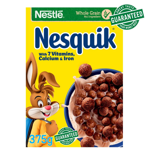 Frebps 雀巢 Nesquik 巧克力味麦片 | Nestlé Nesquik Chocolate Cereal front of pack — UK-sourced, courier delivery to China