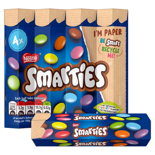 Frebps 聪明豆巧克力豆 4管装 | Smarties 4 Pack Tubes front of pack — UK-sourced, courier delivery to China